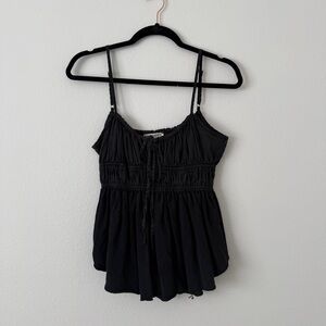 We The Free Black Smocked Cotton Tank by Free People Size Small